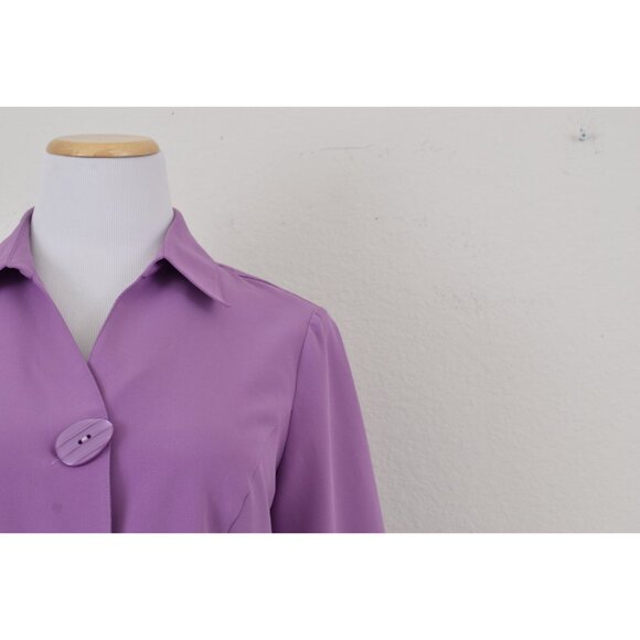 Vintage 90s Purple Stretch Blouse by Kathy Chen |‎ size 8 - Picture 5 of 10